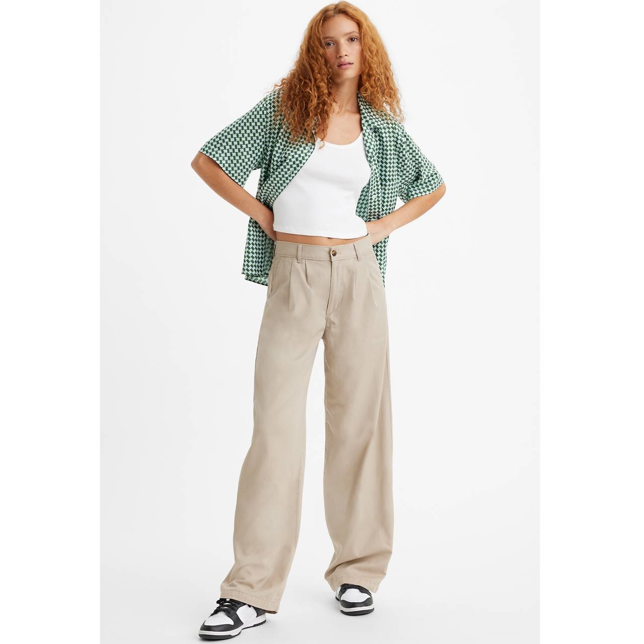 HIGH RISE PLEATED BAGGY TROUSER PANTS - 3