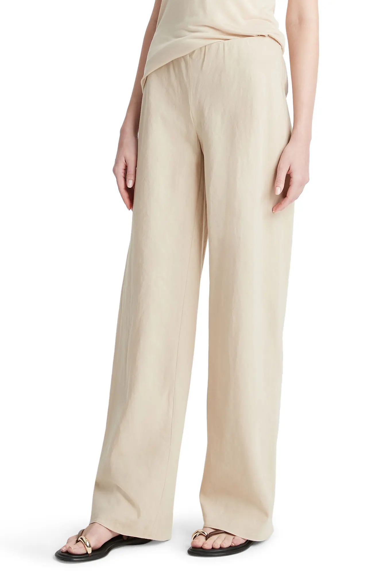 Cotton Blend Wide Leg Pants - 3