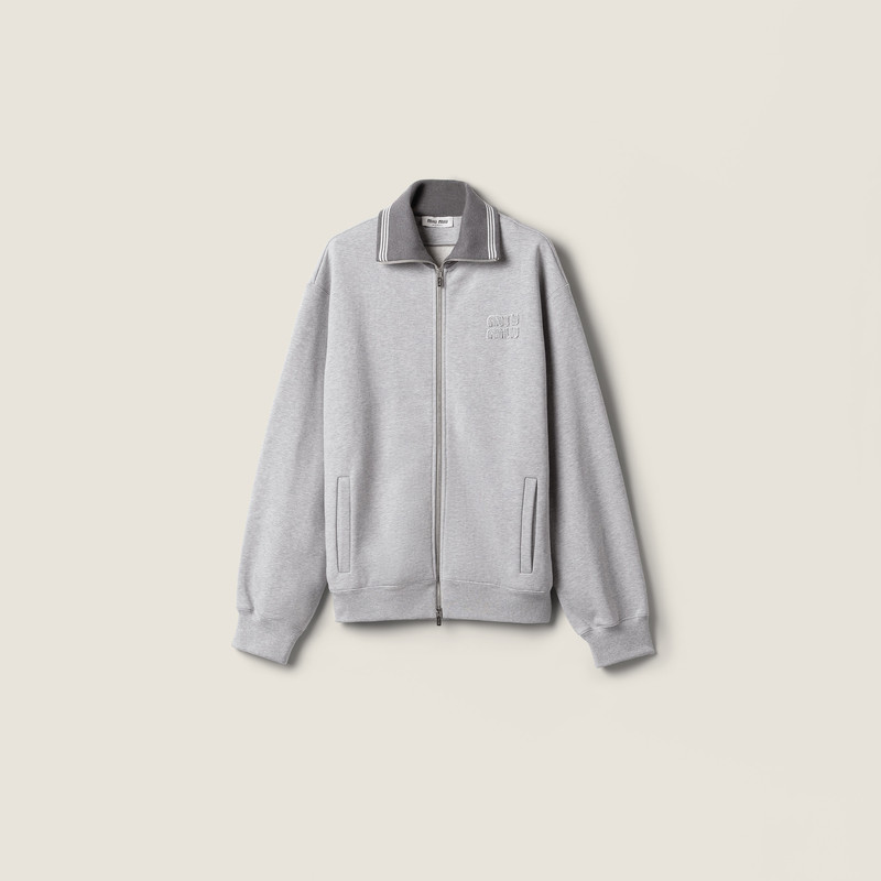 Zippered cotton fleece jacket 1