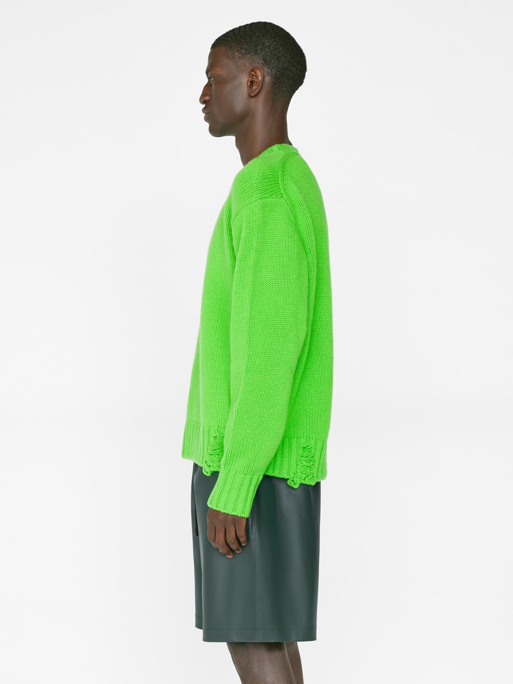 Destroyed Cashmere Sweater in Neon Green - 8