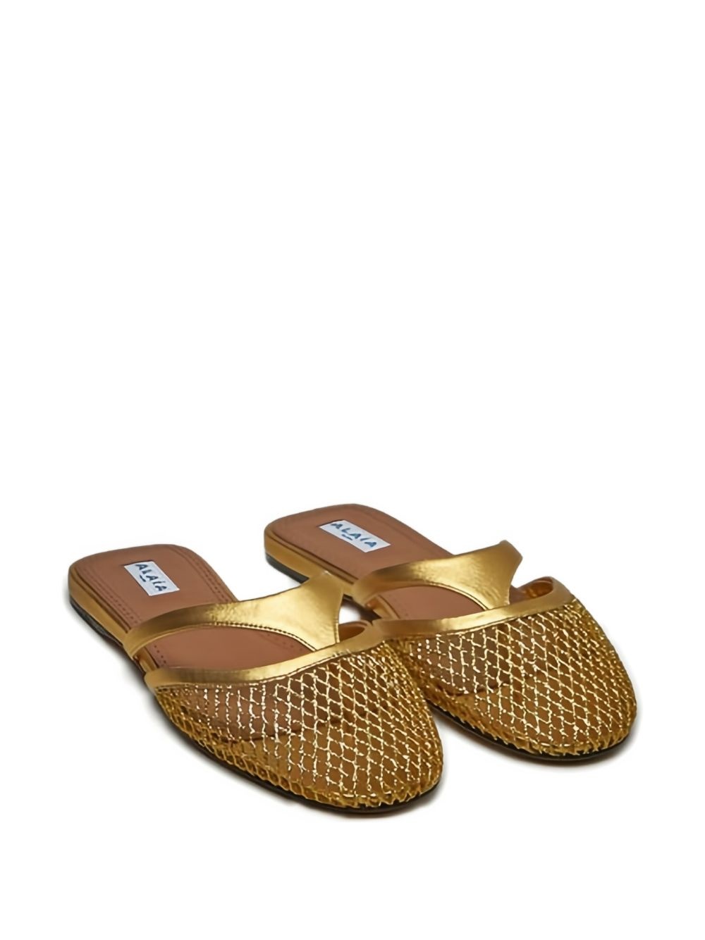 net-panelled leather mules - 2