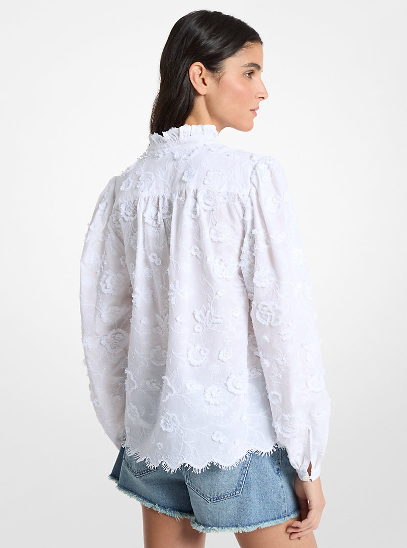 MICHAEL KORS Floral Embroidered Cotton Voile Blouse outlook