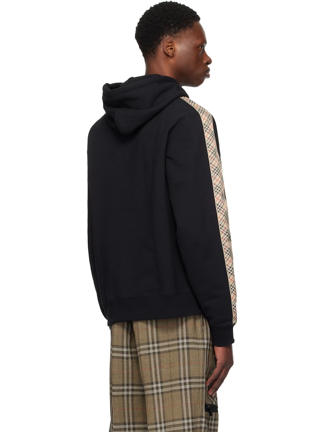 Black Check Tape Hoodie - 3