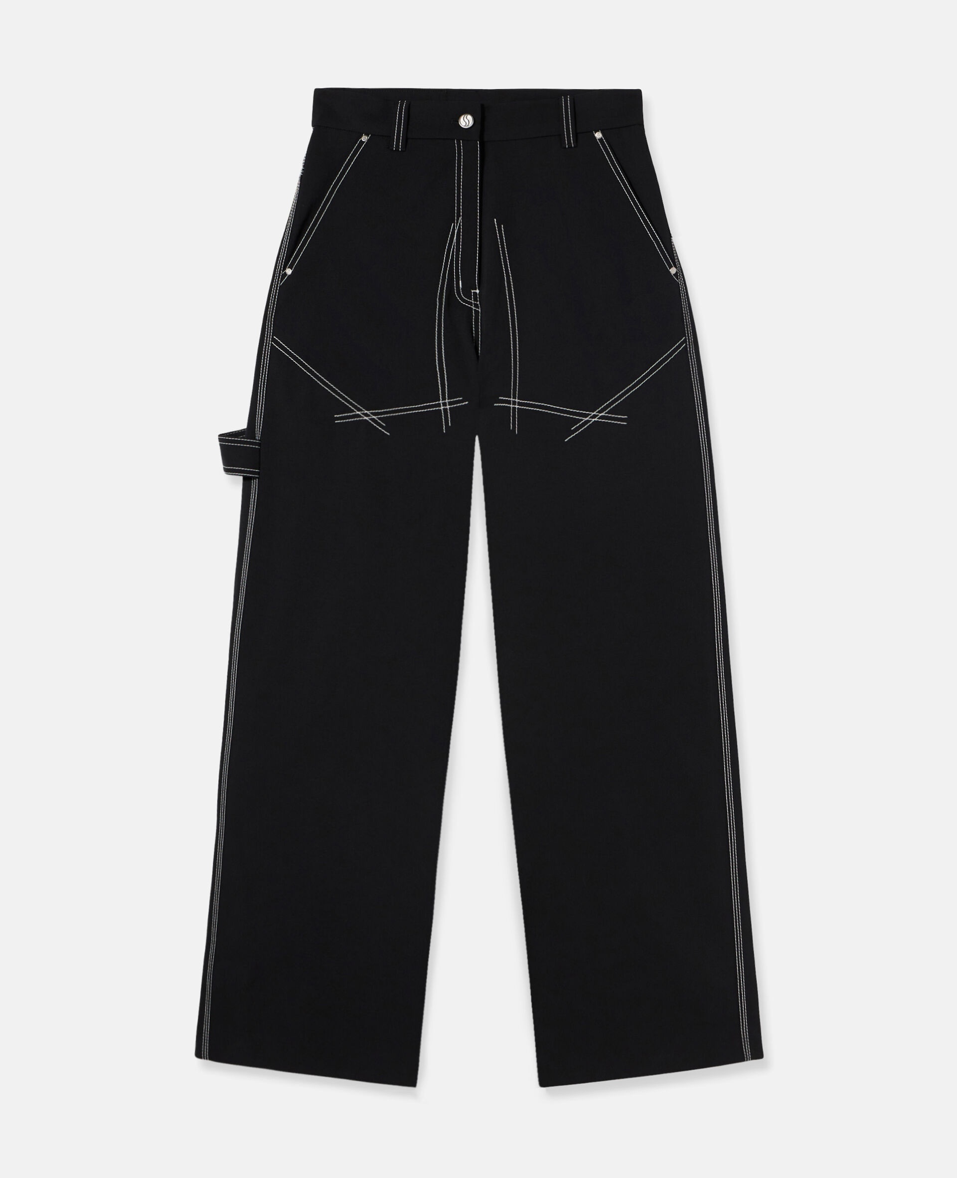 Contrast Stitch Wool Tailored Trousers - 1
