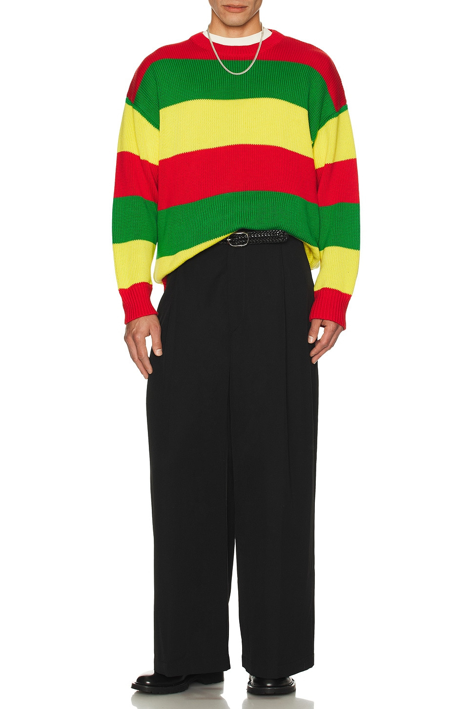 Slygo Stripe Crew Neck Sweater - 4