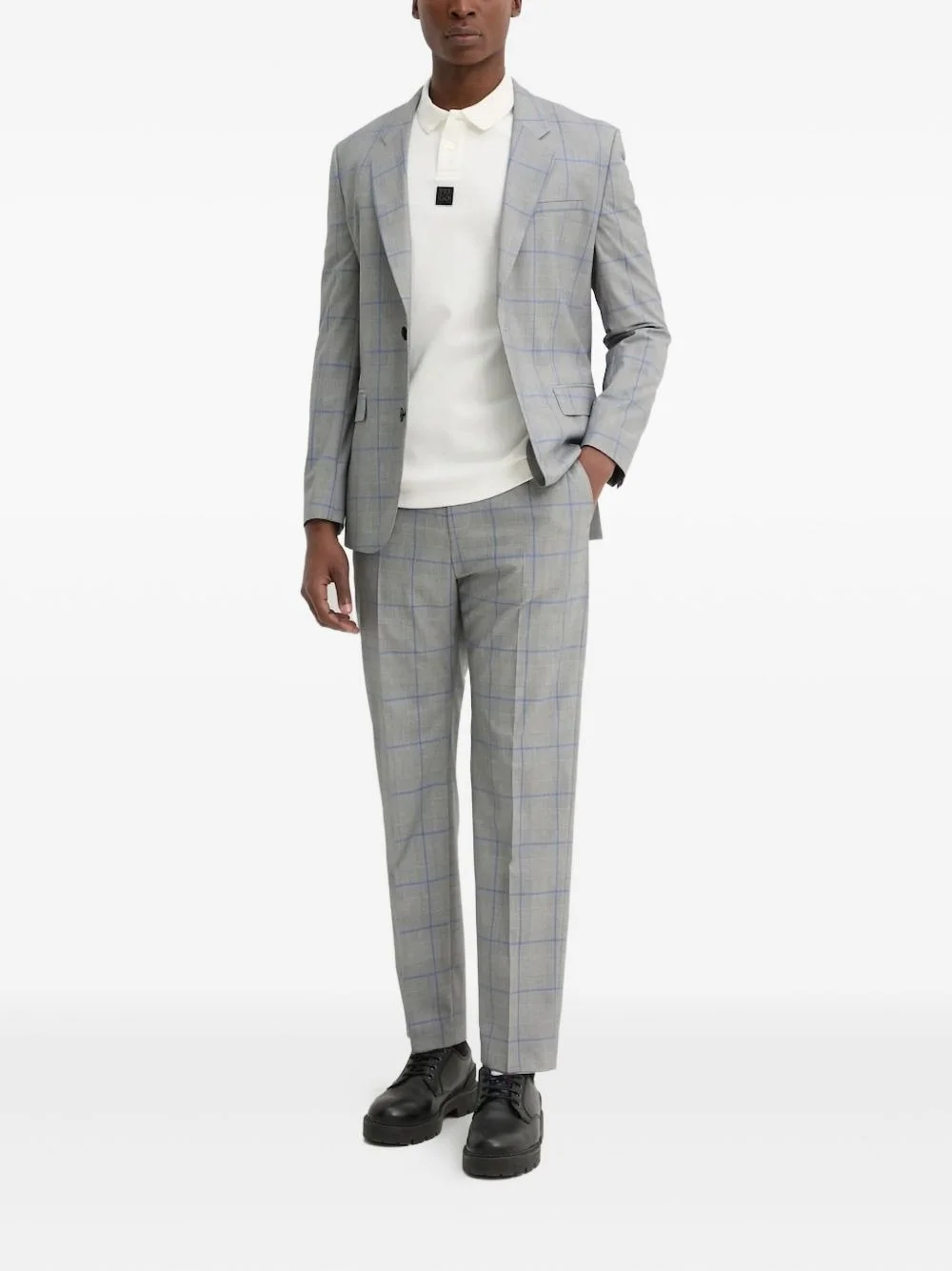 checked single-breasted suit - 1