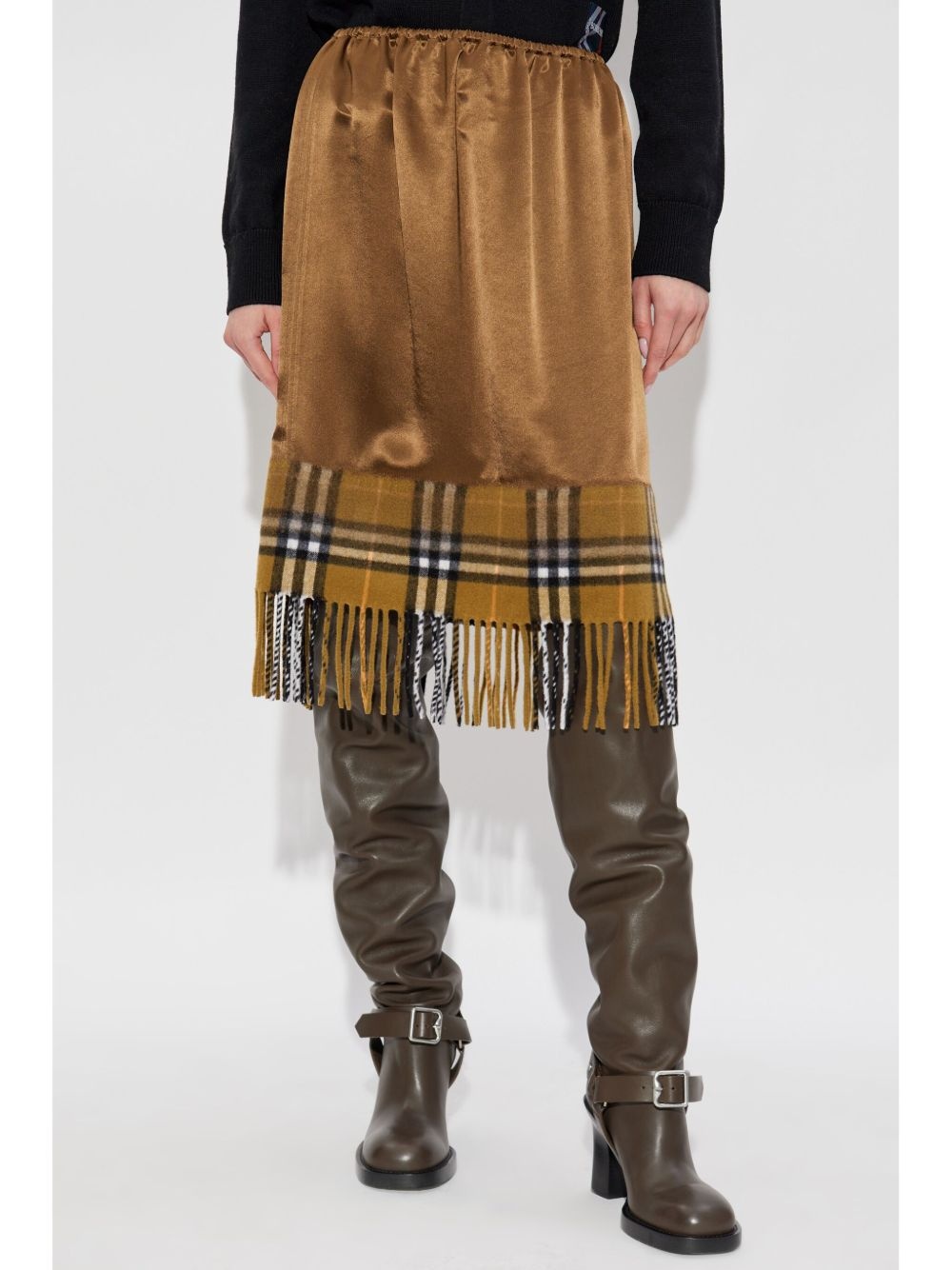 satin check scarf skirt - 3