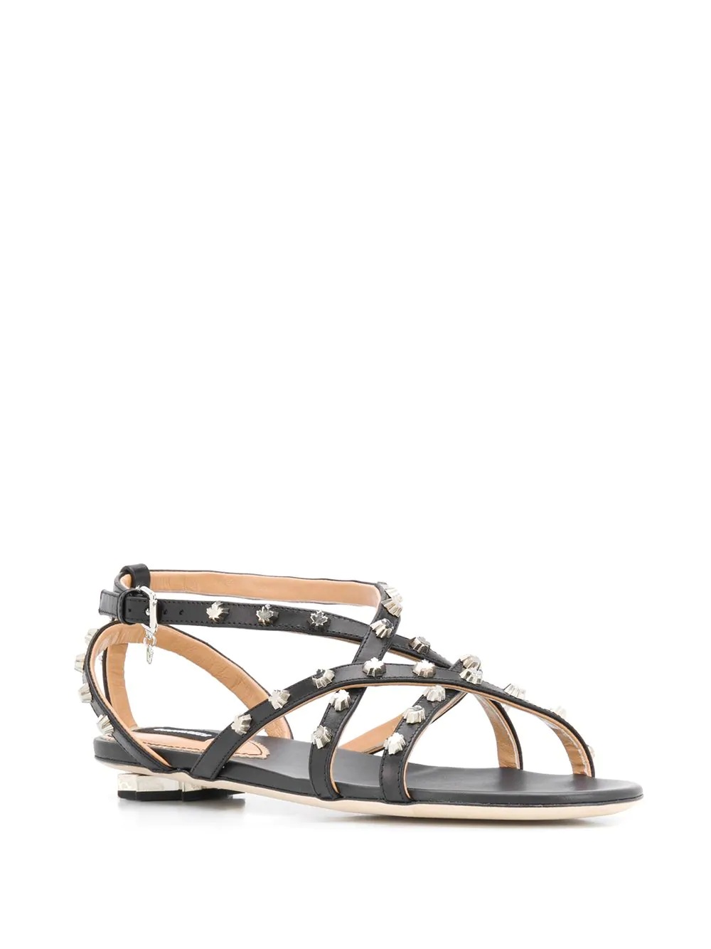 maple leaf studded flat sandals - 2