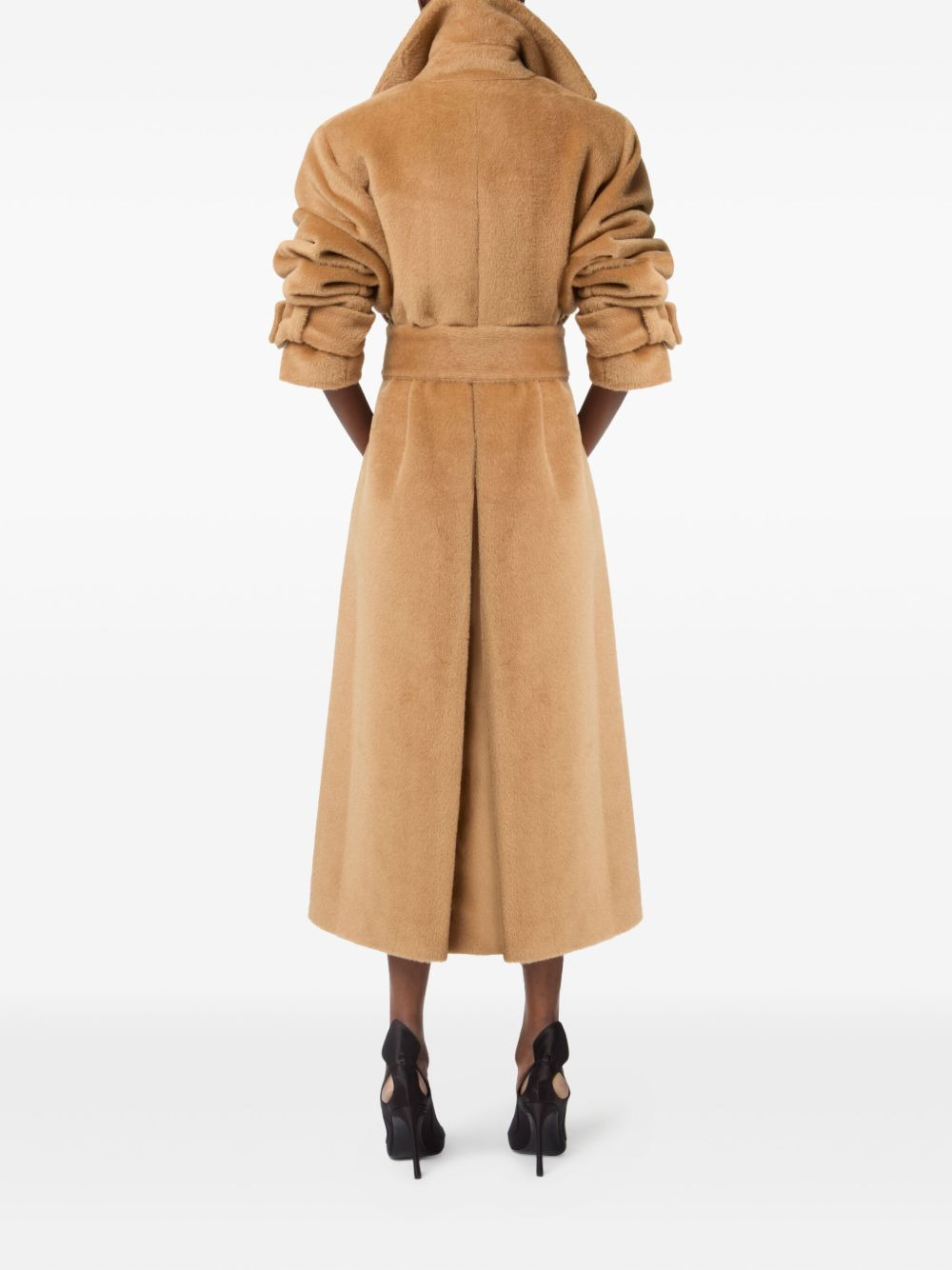 belted brushed wool coat - 4