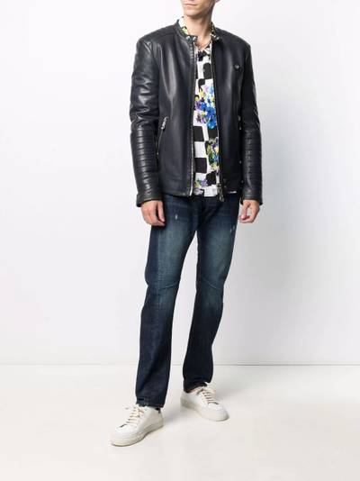 PHILIPP PLEIN embroidered leather jacket outlook