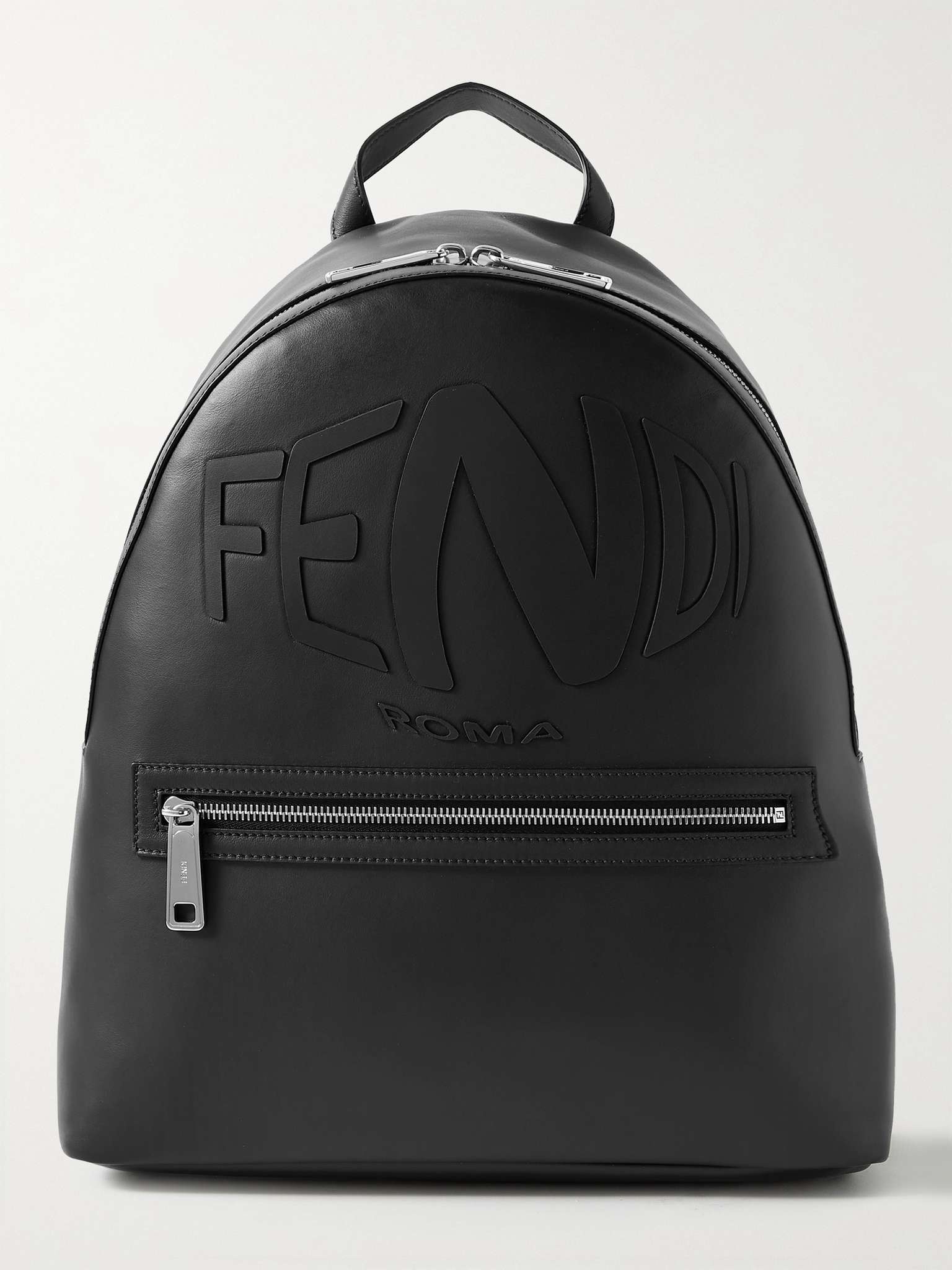 Logo-Embossed Leather and Mesh Backpack - 1