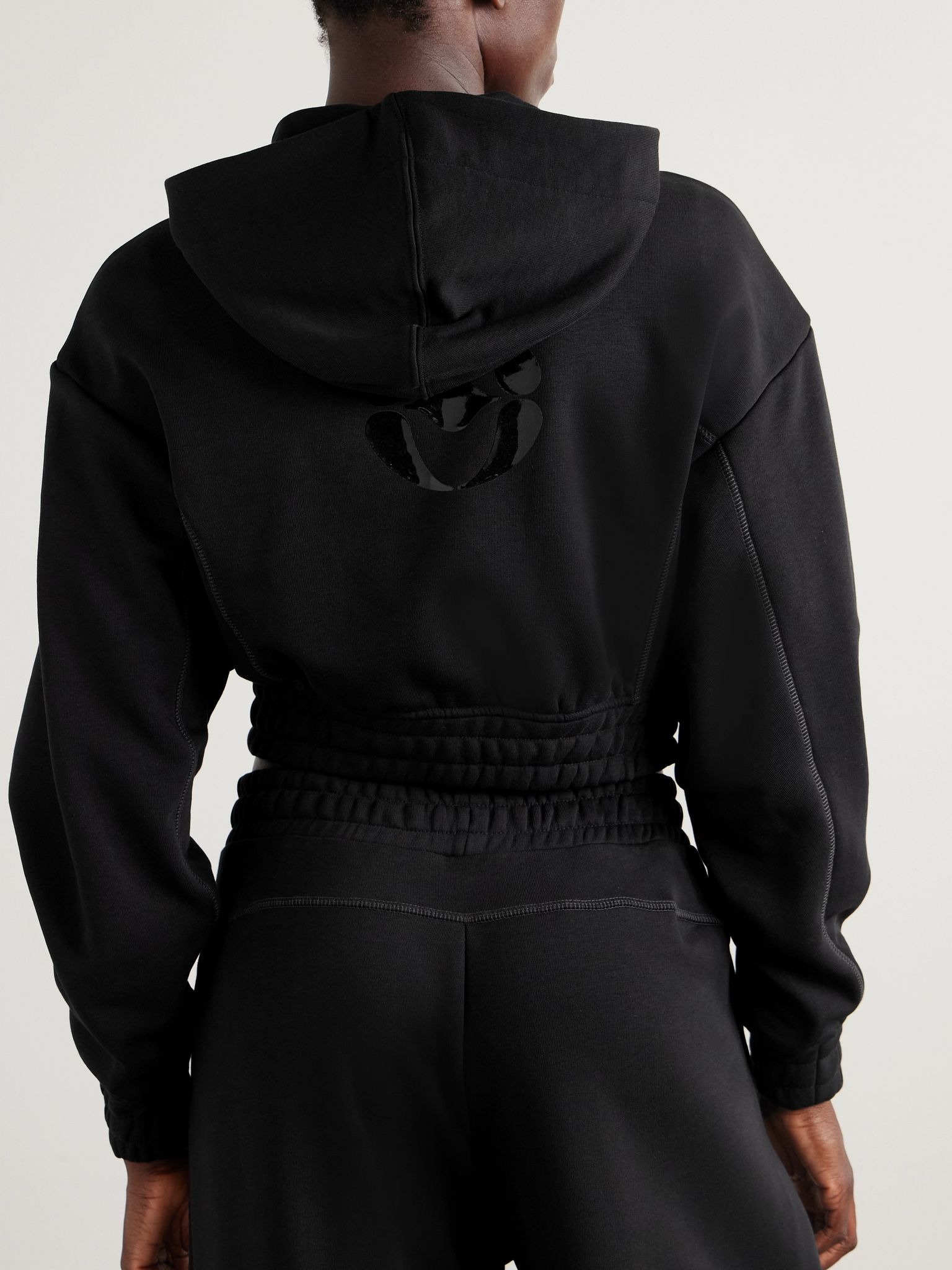 + FKA twigs cropped cotton-blend hoodie Black - 3