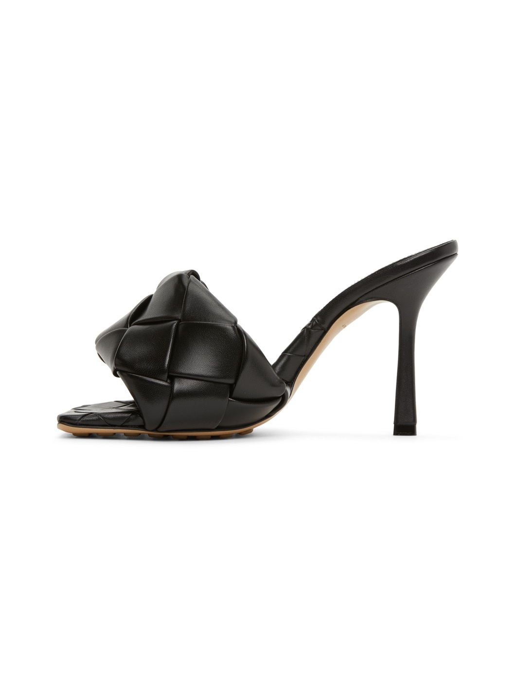 Black Intrecciato Lido Heeled Sandals - 3