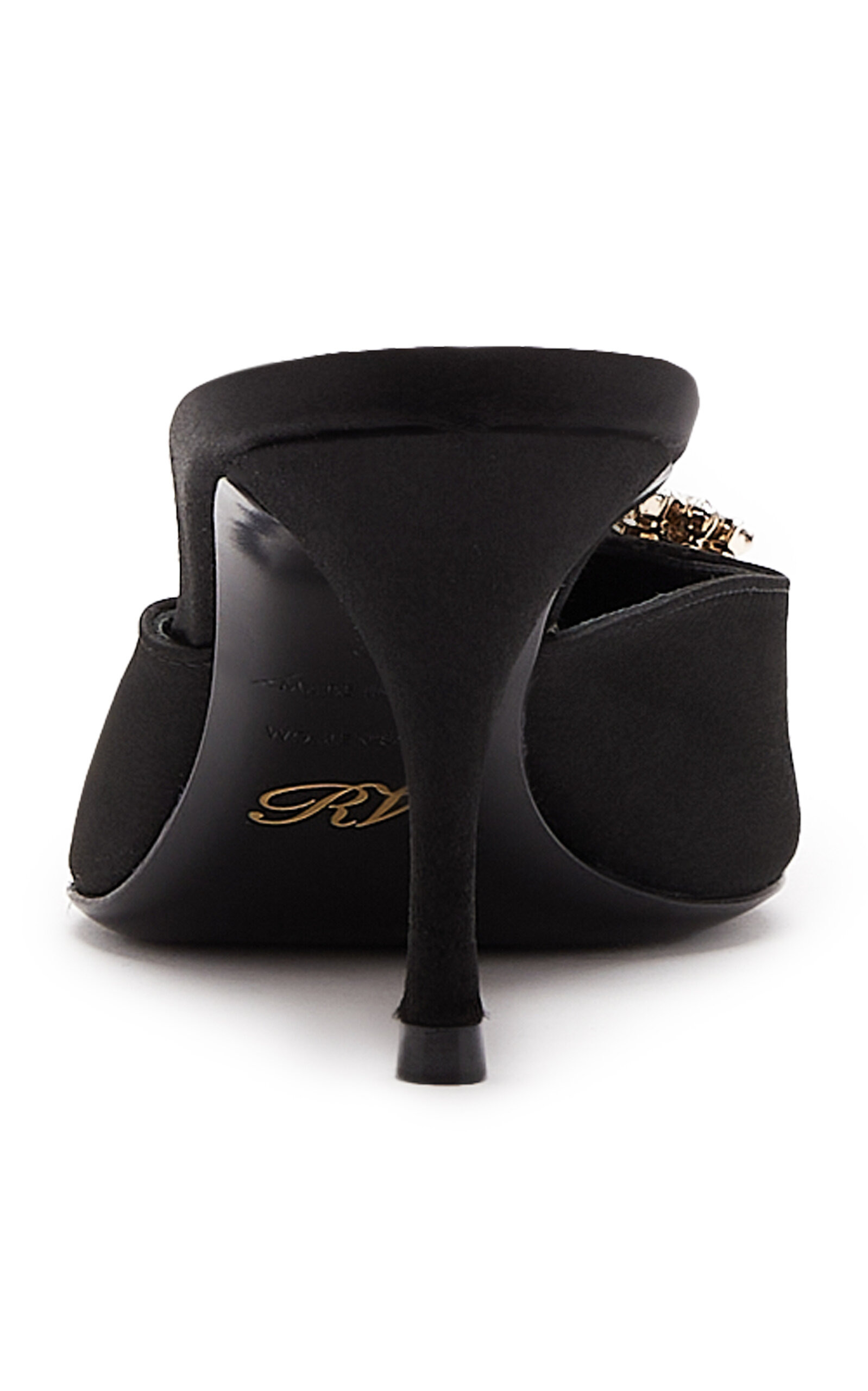 Flower-Detailed Buckle Satin Mules black - 4