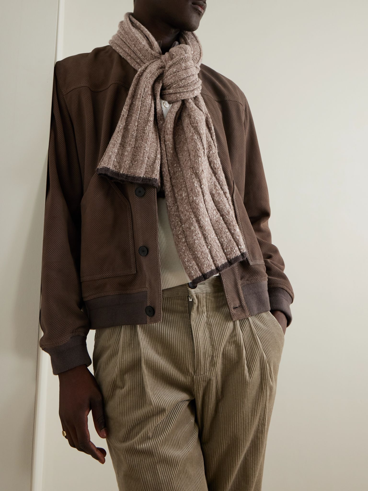 Ribbed Cashmere Scarf Brown - 2