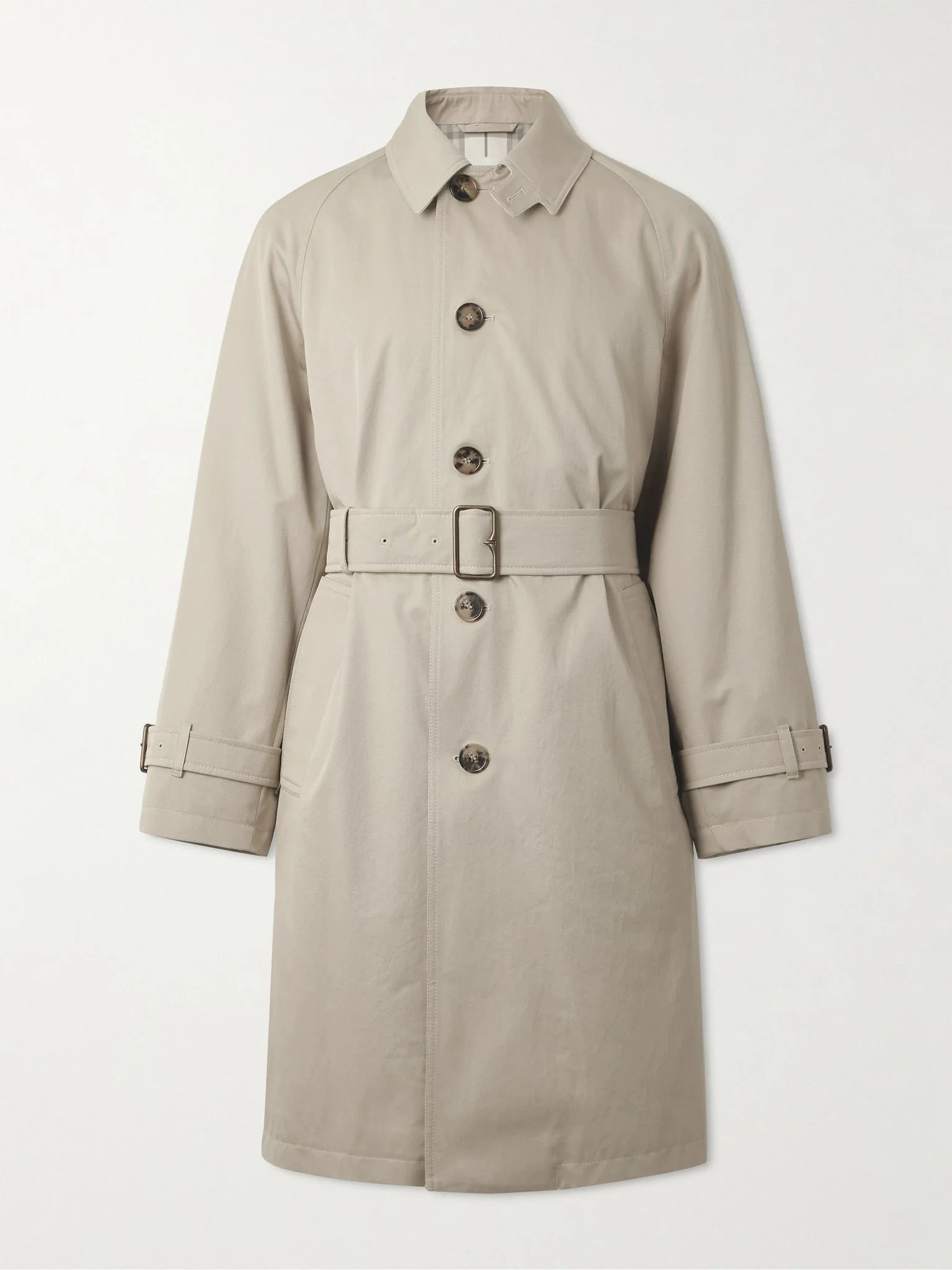 Belted Cotton-Gabardine Trench Coat Gray - 1