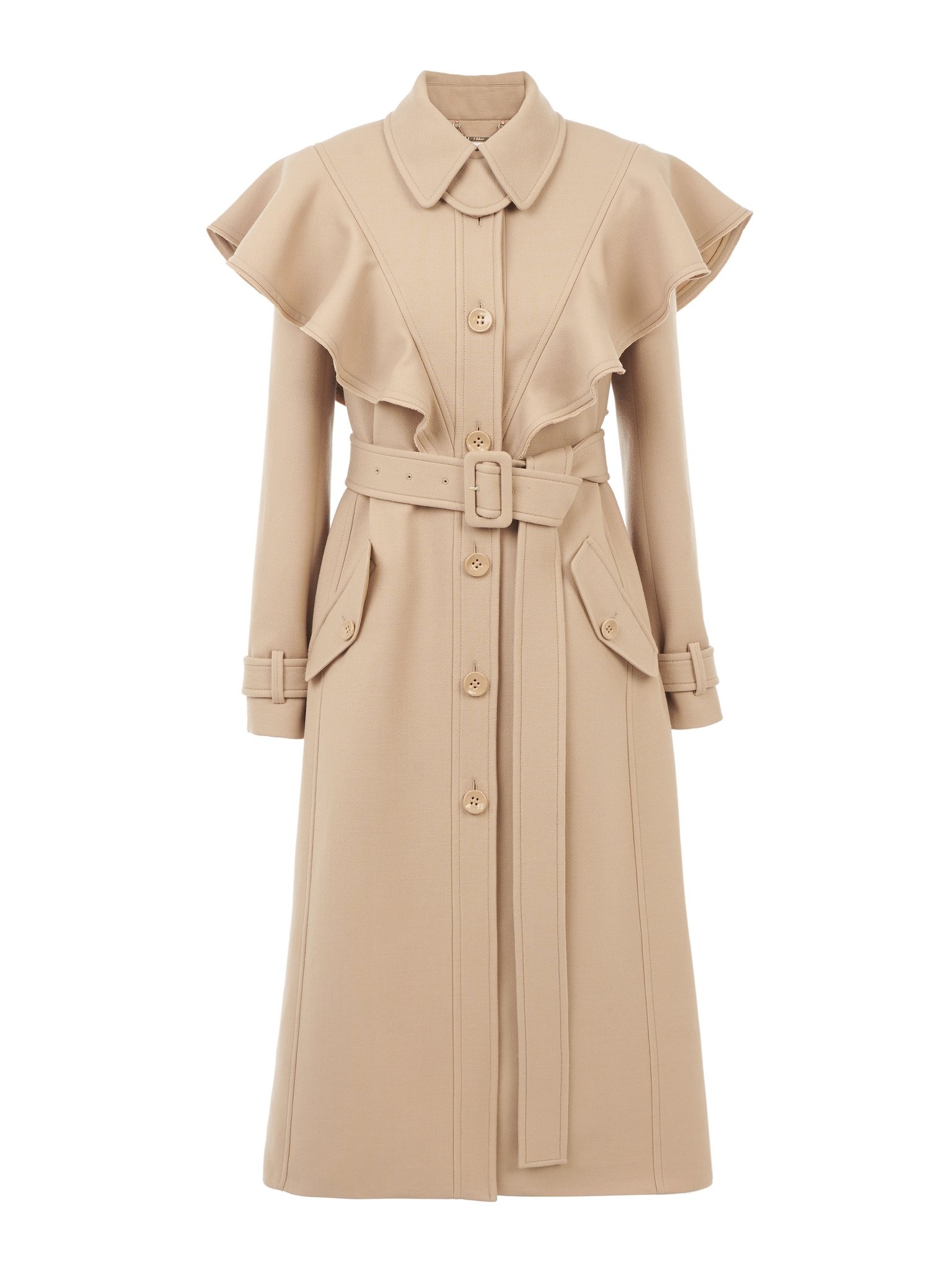 RUFFLED TRENCH COAT - 1