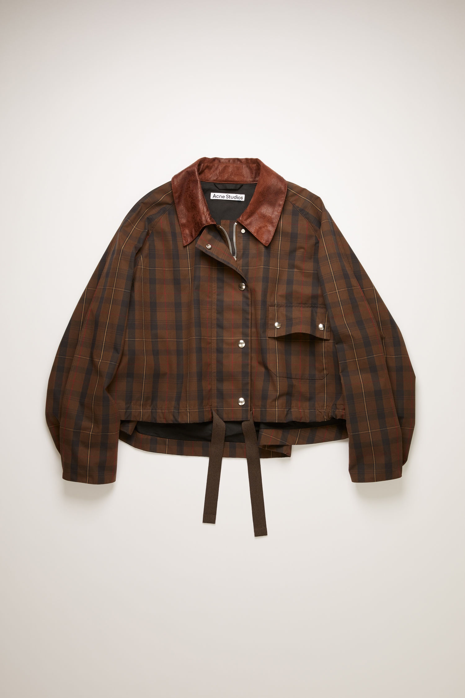 Checked waxed cotton jacket brown/beige - 6