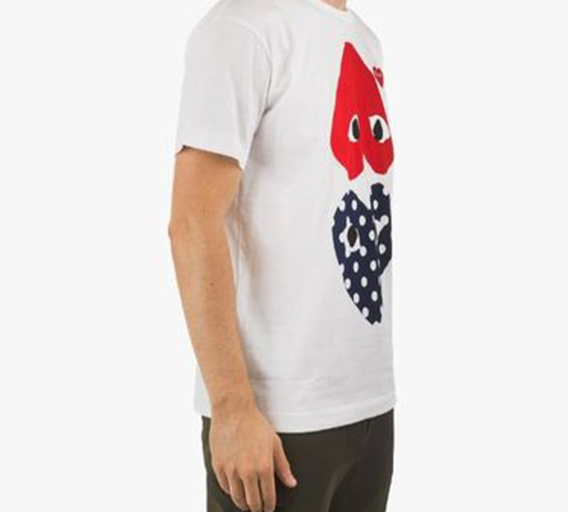 COMME des GARCONS PLAY Upside Down Polka Dot Tee 'White Red Navy' AZ-T240-051-1 - 4