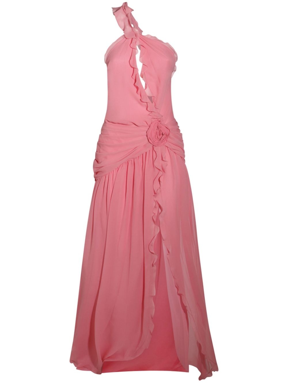 one-shoulder silk maxi dress - 1