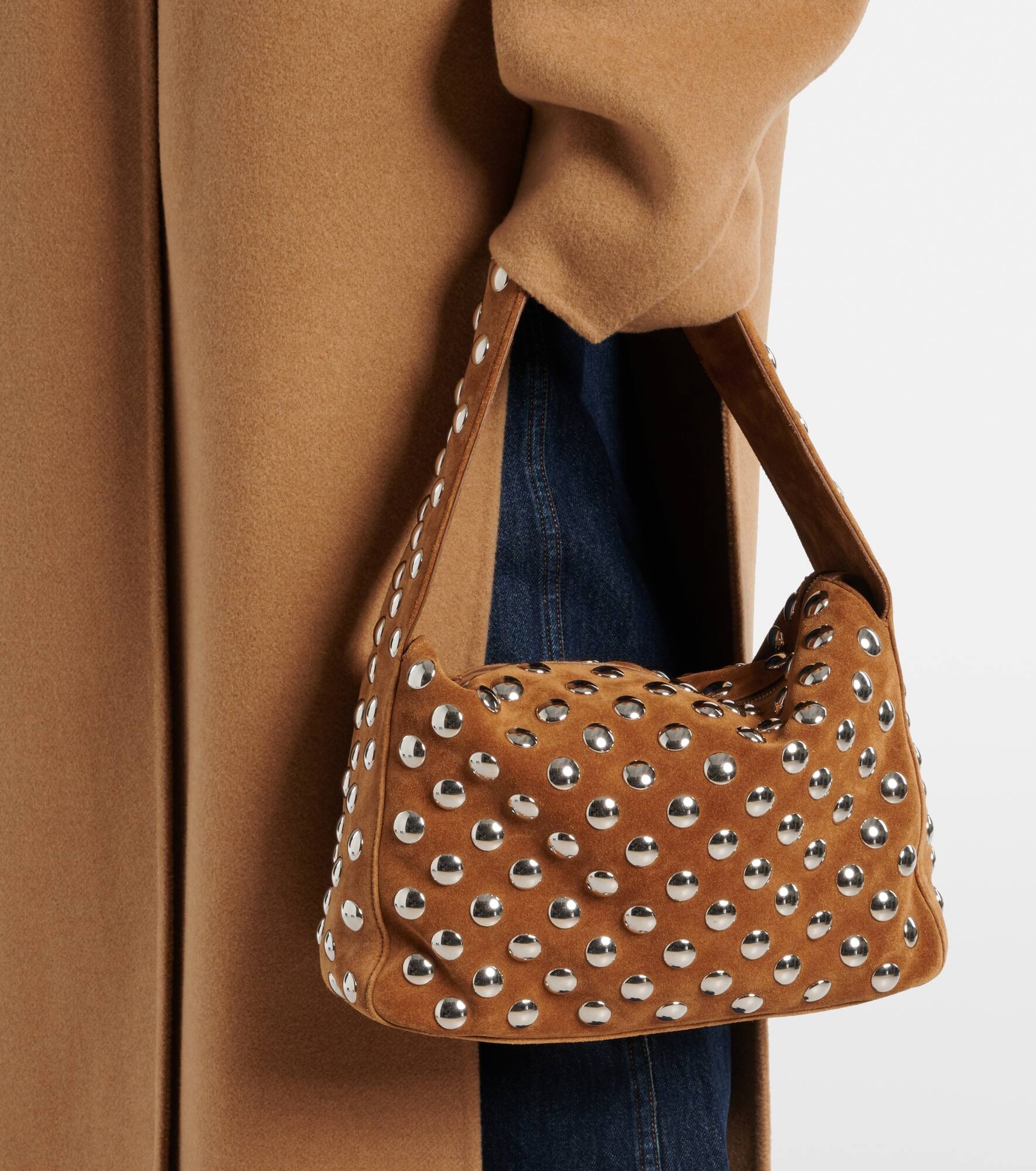 Elena studded suede shoulder bag - 2