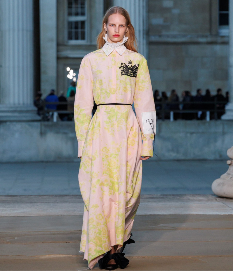 FLORAL PRINT LINEN CHINE DRAPED MIDI DRESS 3