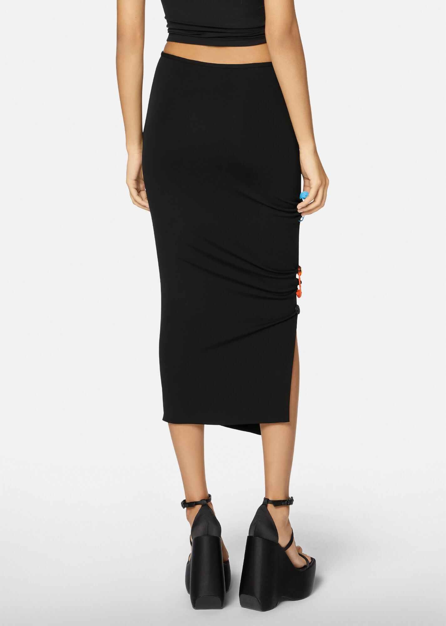 Safety Pin Slash Midi Skirt - 3