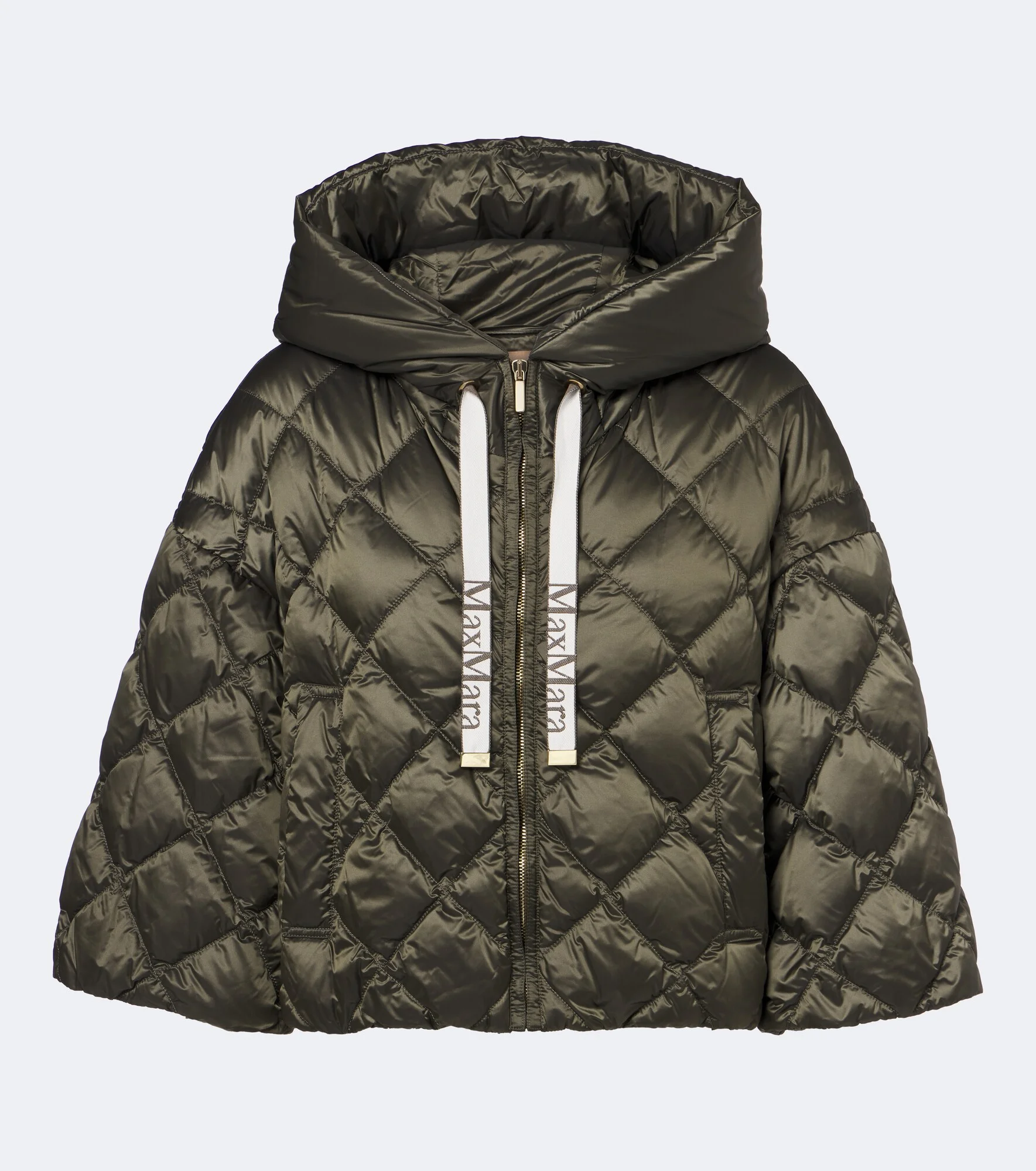 Hooded quilted cropped down jacket - 1