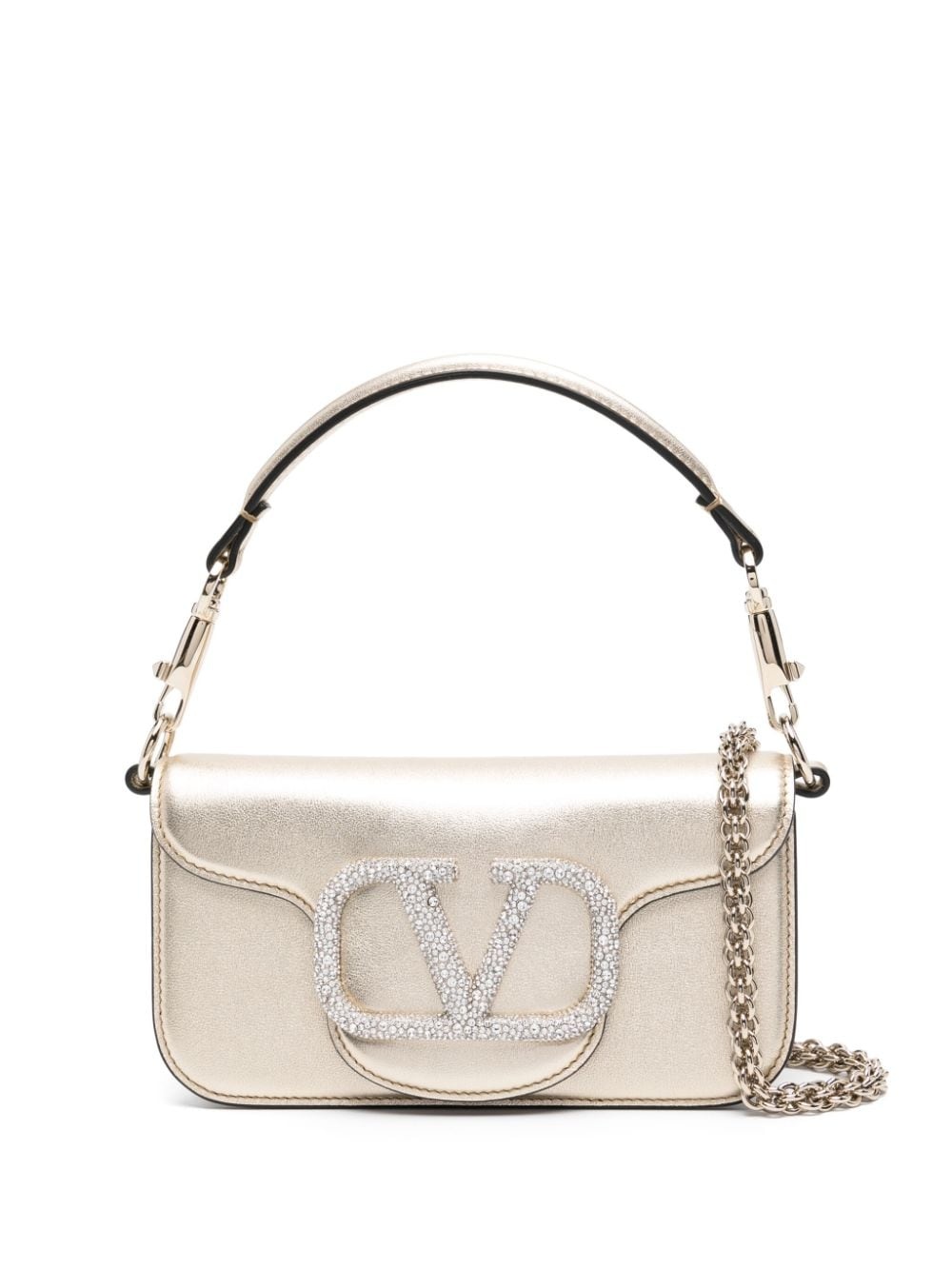 VLogo crystal-embellished leather bag - 1