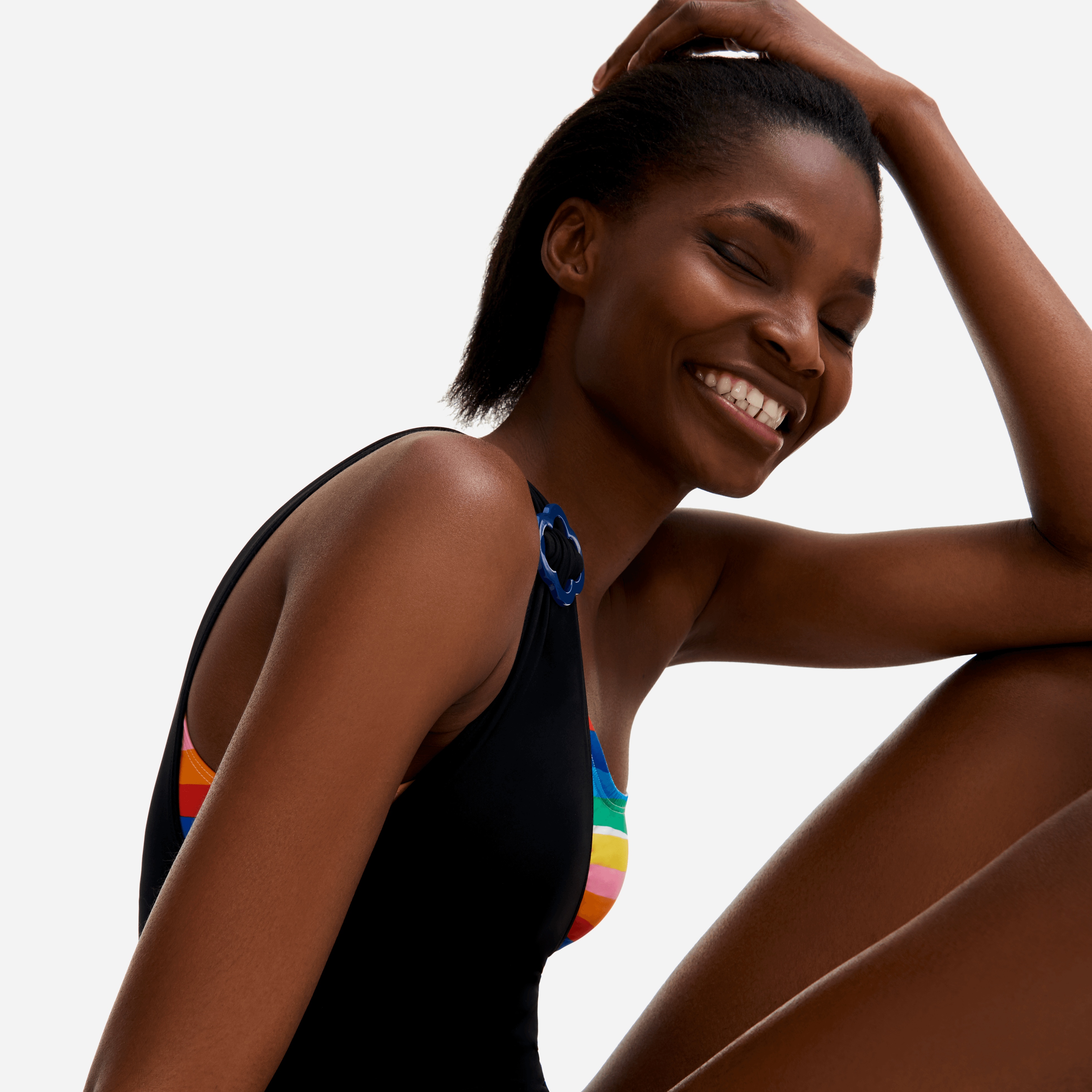 Women asymmetrical one piece swimsuit Rainbow bandeau - Vilebrequin x JCC+ - Limited Edition - 4