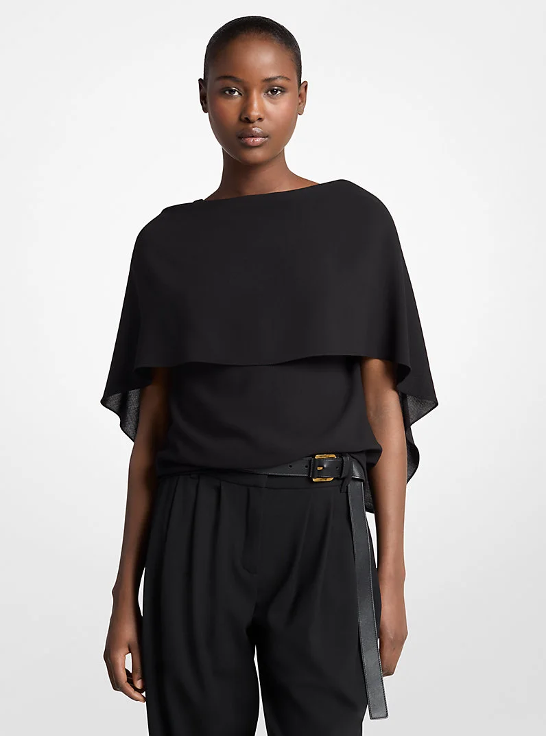Wool Crepe Cape Top - 1