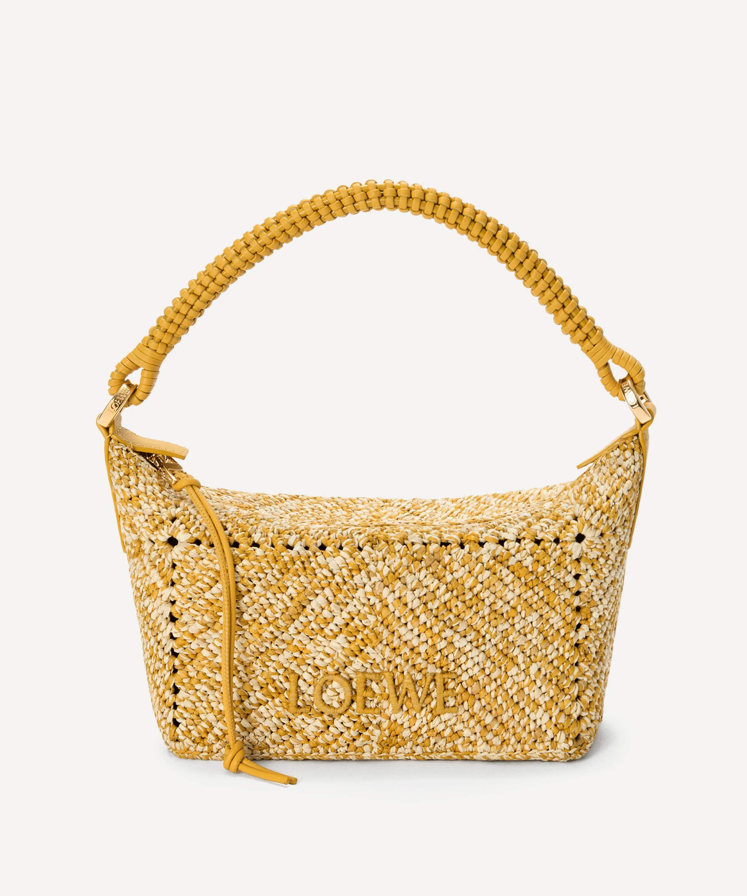 Cala Mini Mustard Melange Raffia Pouch Bag - 1