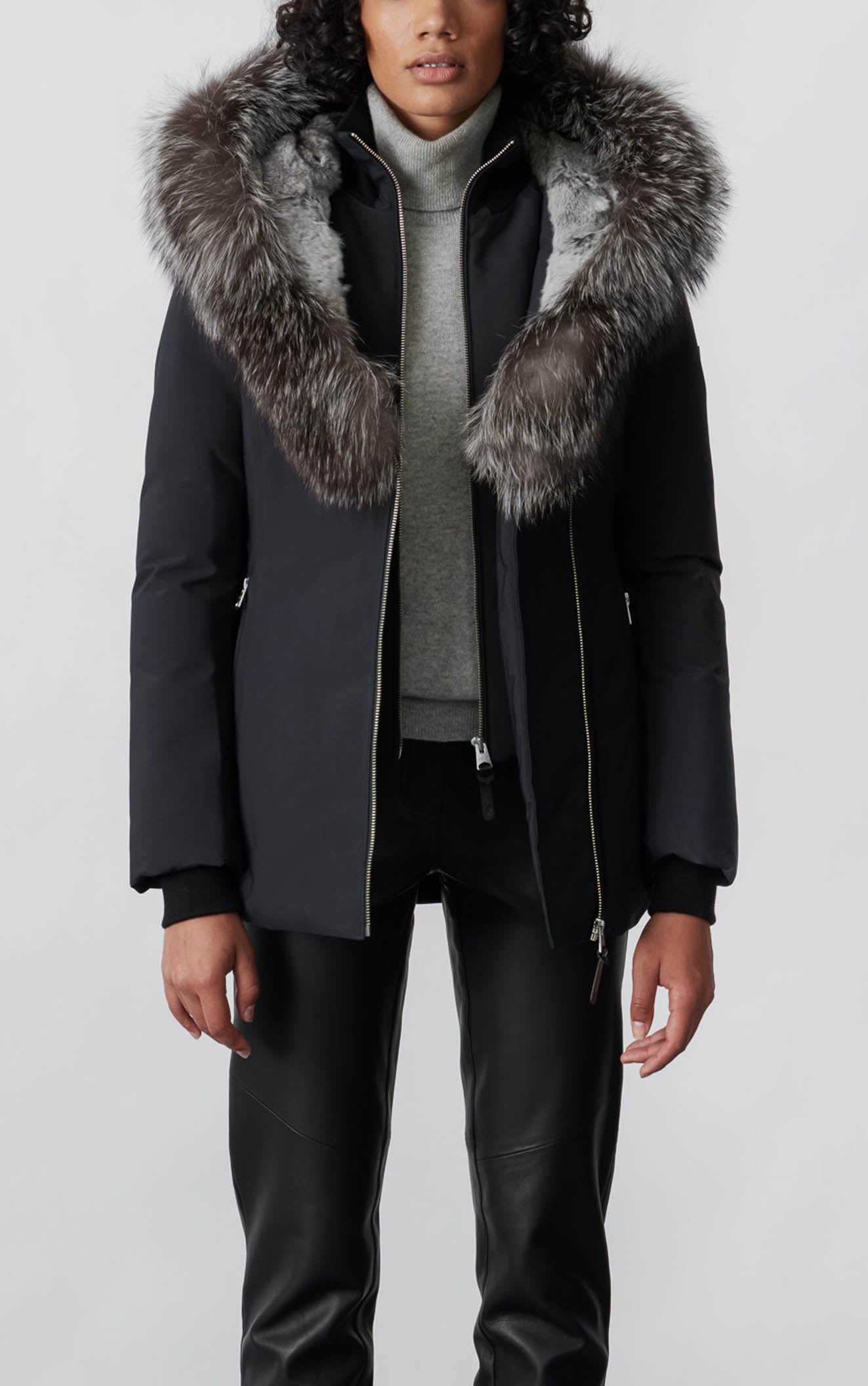 AKIVA down coat with silver fox fur trimmed hood - 6