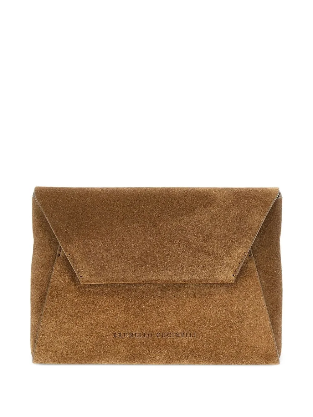 Monili-embellished suede clutch bag - 1