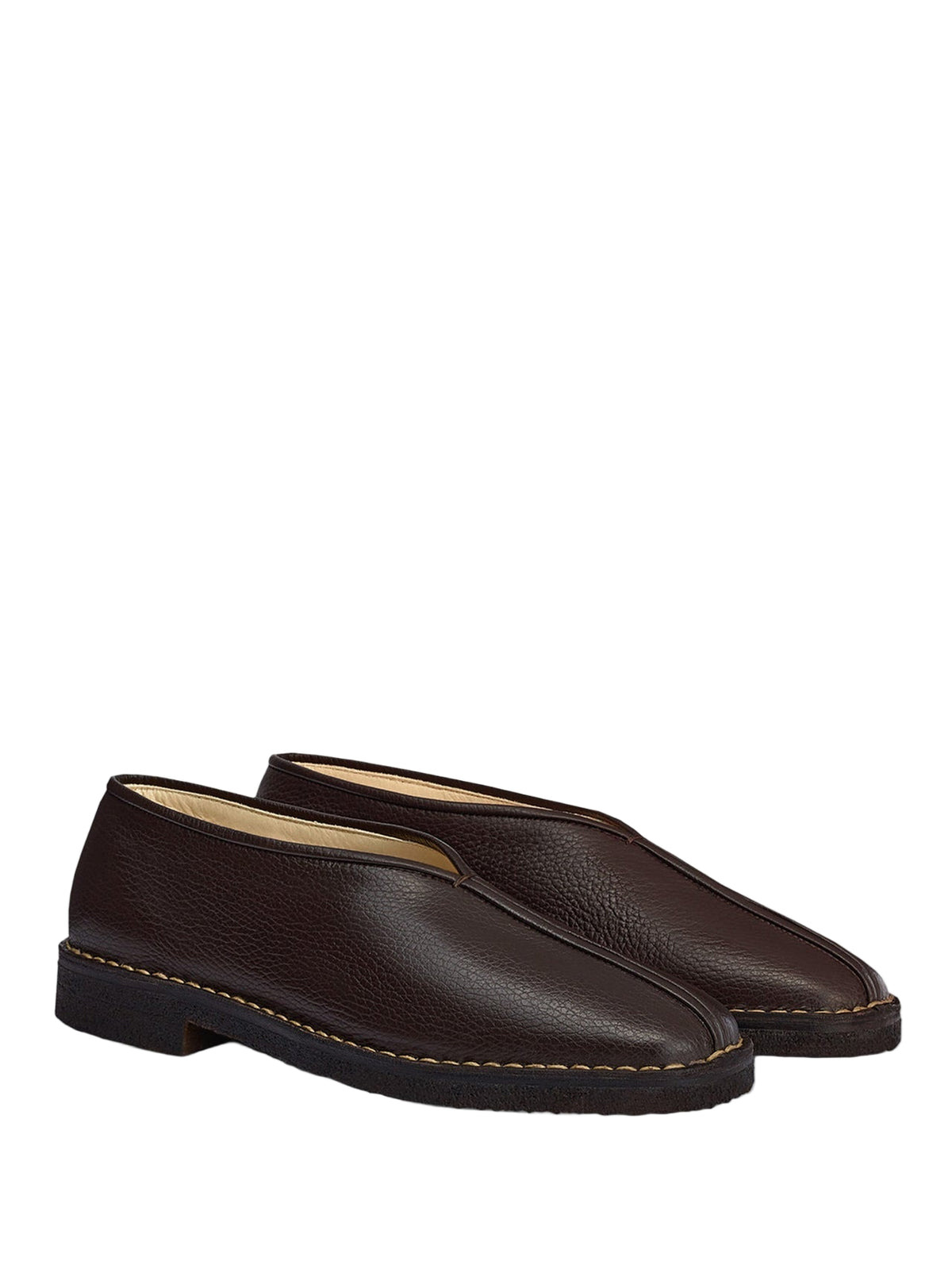 WOMEN'S PIPED CREPE SLIPPERS (DARK BROWN) - 3