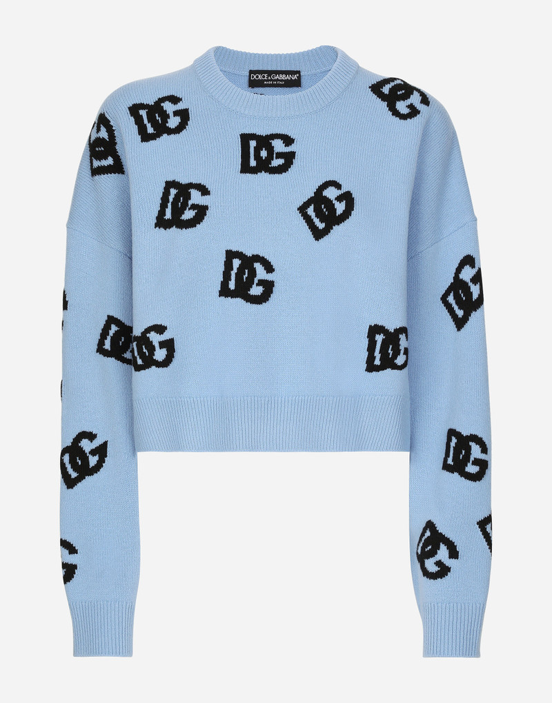 Wool round-neck sweater with DG logo inlay 1