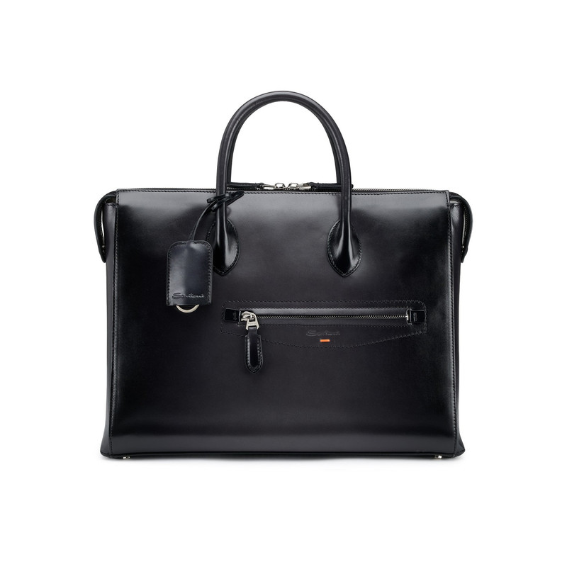 Black leather laptop bag 1