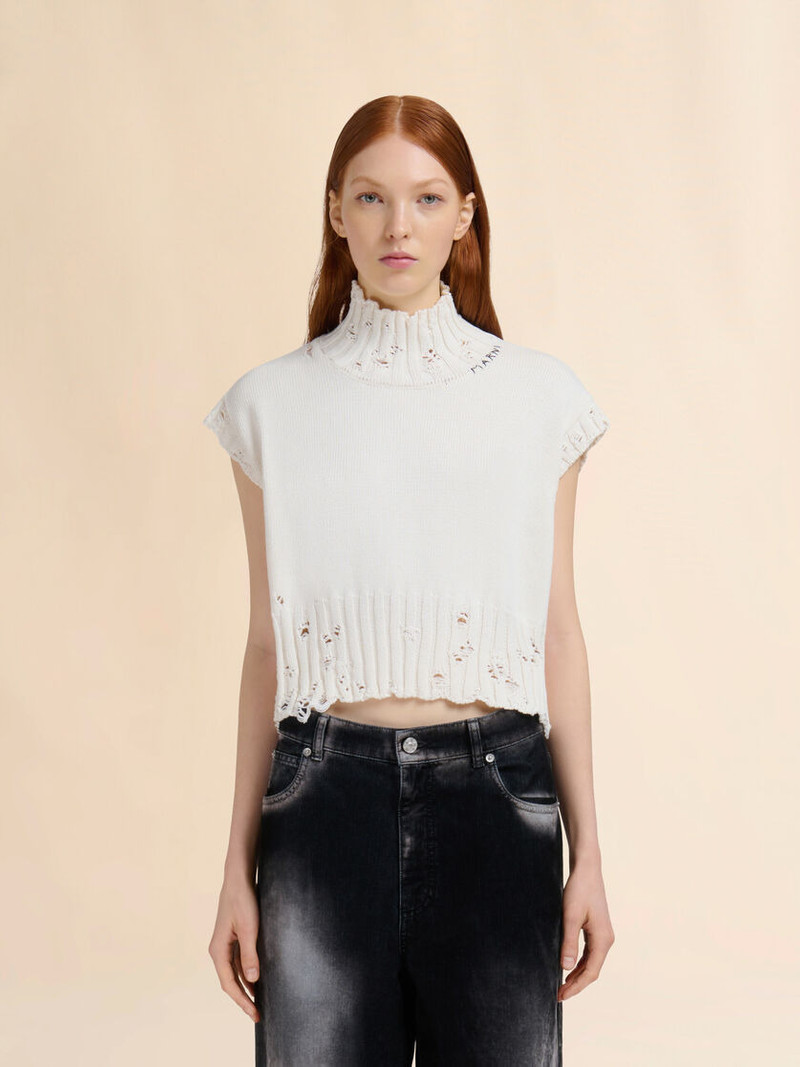 Marni WHITE COTTON CROPPED VEST outlook