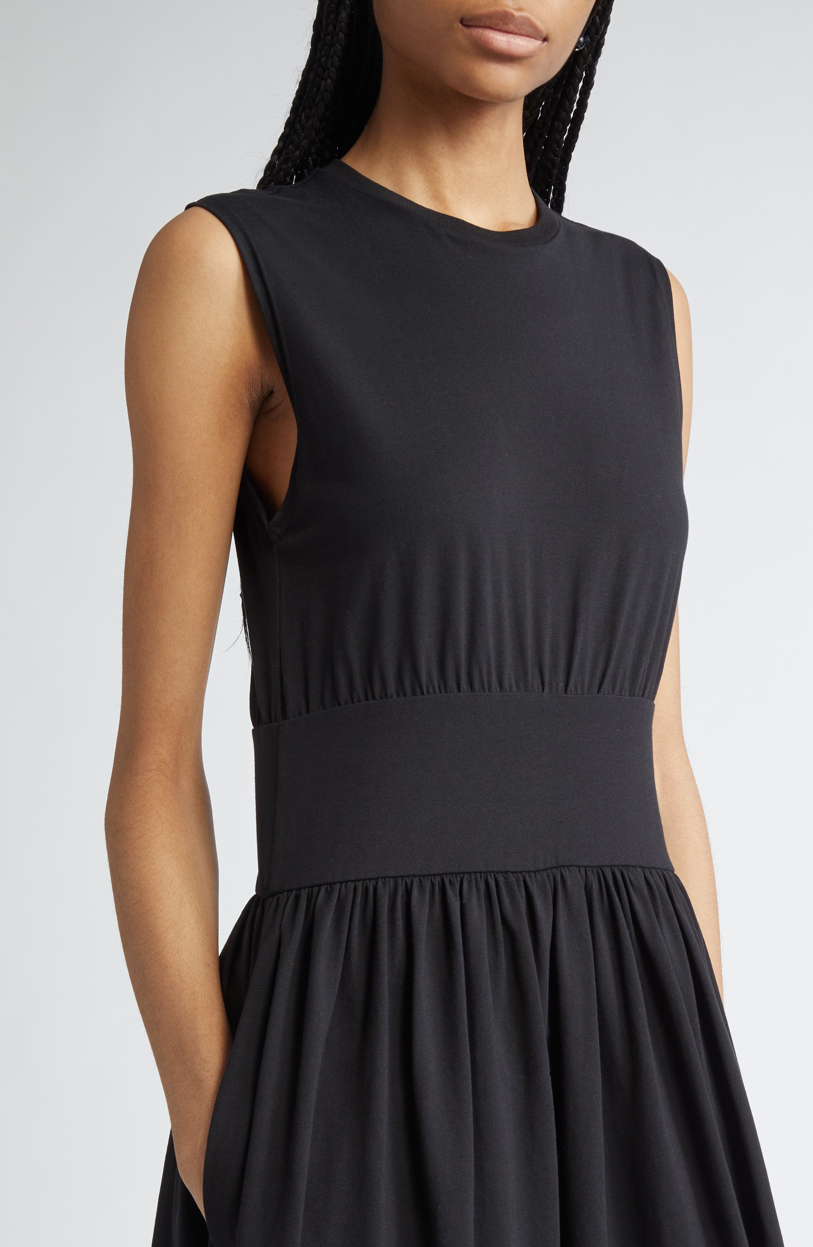 TOTEME Sleeveless Cotton Midi Dress in Black at Nordstrom - 4