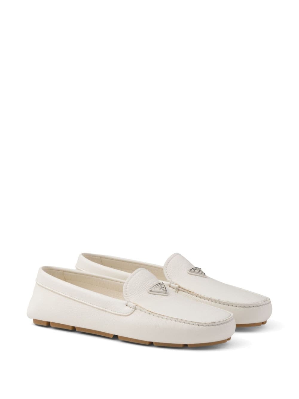 triangle-logo leather loafers - 2