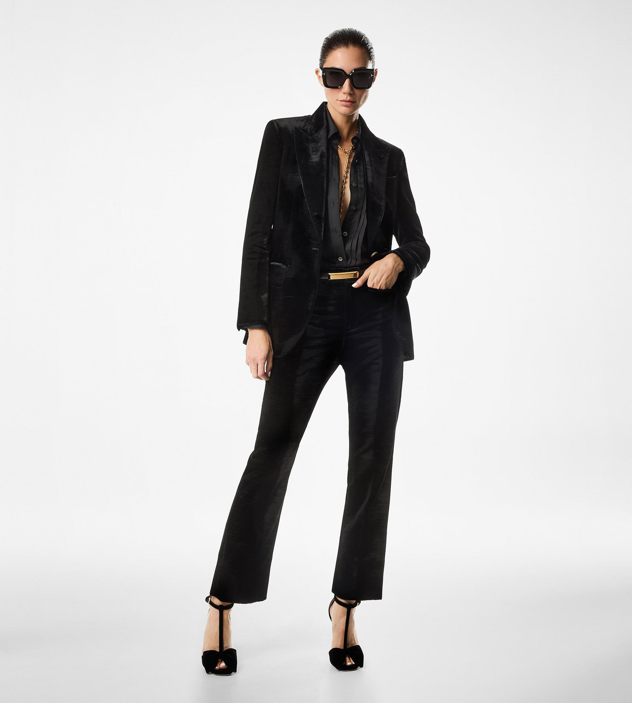 TEXTURED VELVET "WALLIS" TAILORED PANTS - 3