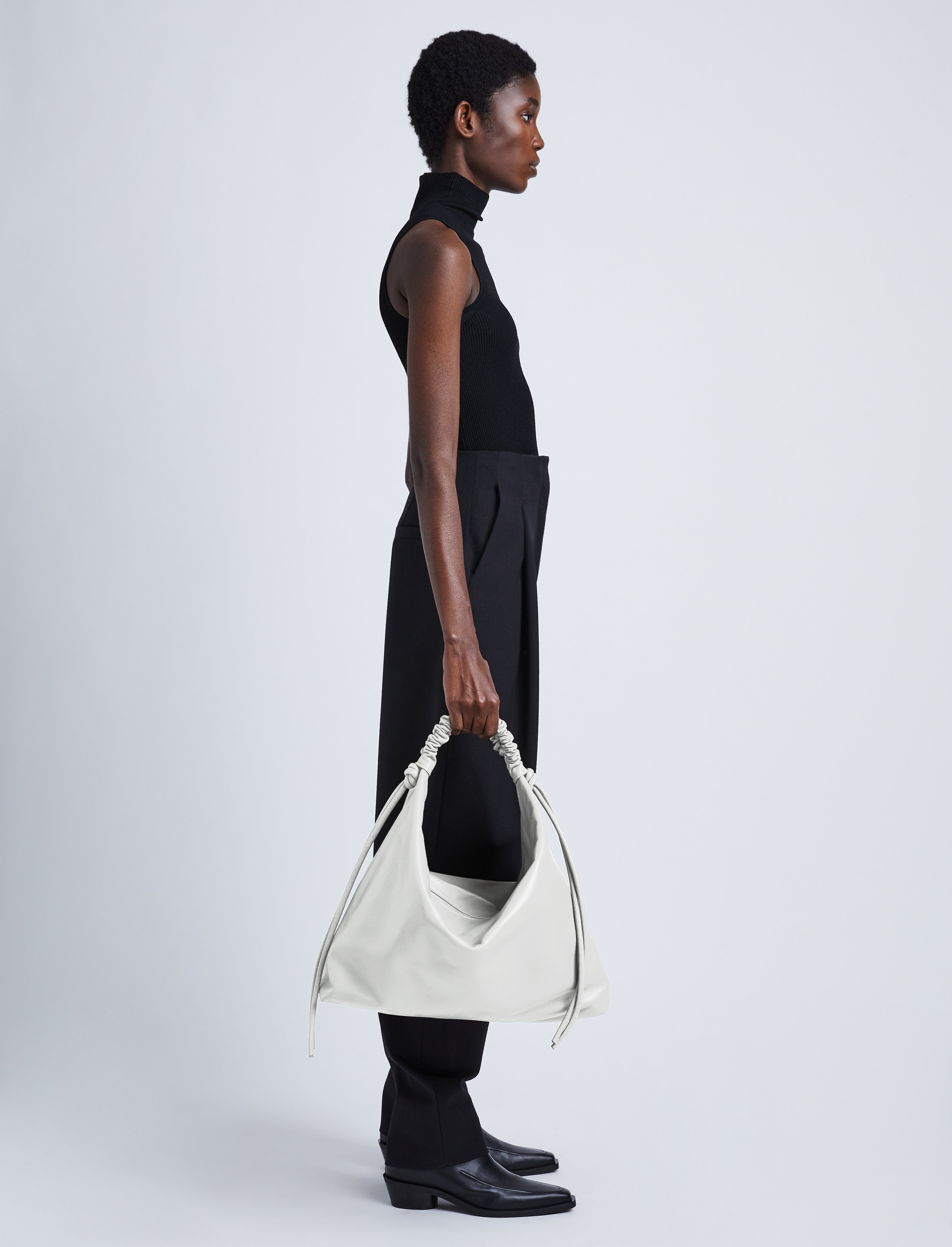 Large Drawstring Shoulder Bag - 6