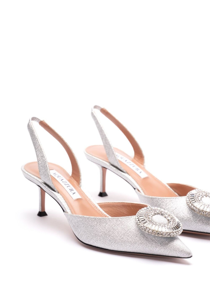 AQUAZZURA 50mm Crystal Hoop slingback pumps outlook