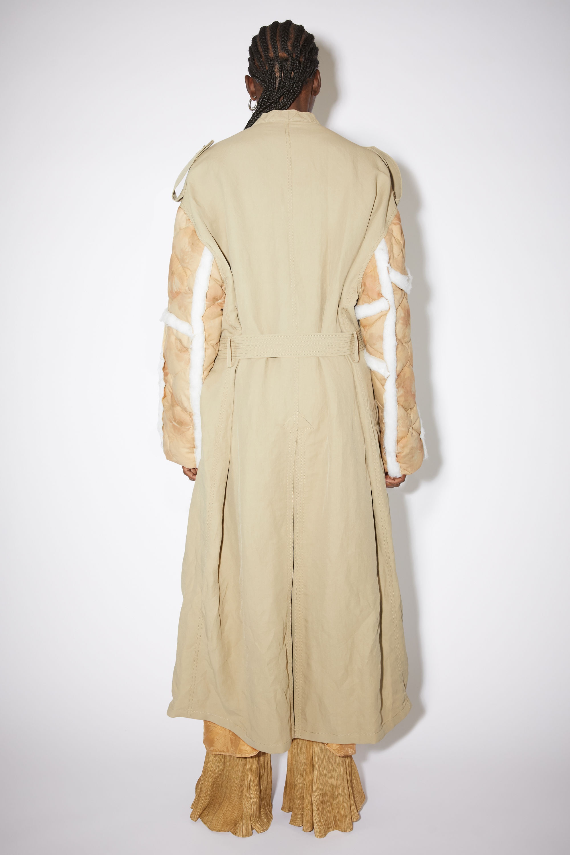 Double-breasted patchwork trench coat - Dusty beige - 4