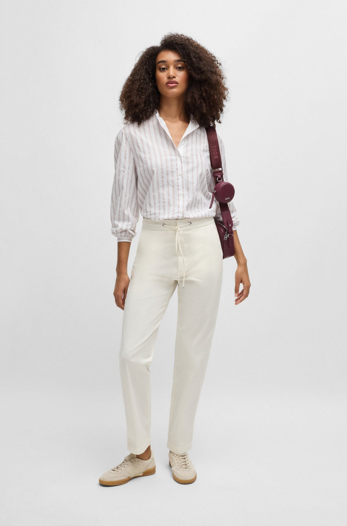 STRETCH-COTTON TROUSERS WITH DRAWCORD WAIST - 3