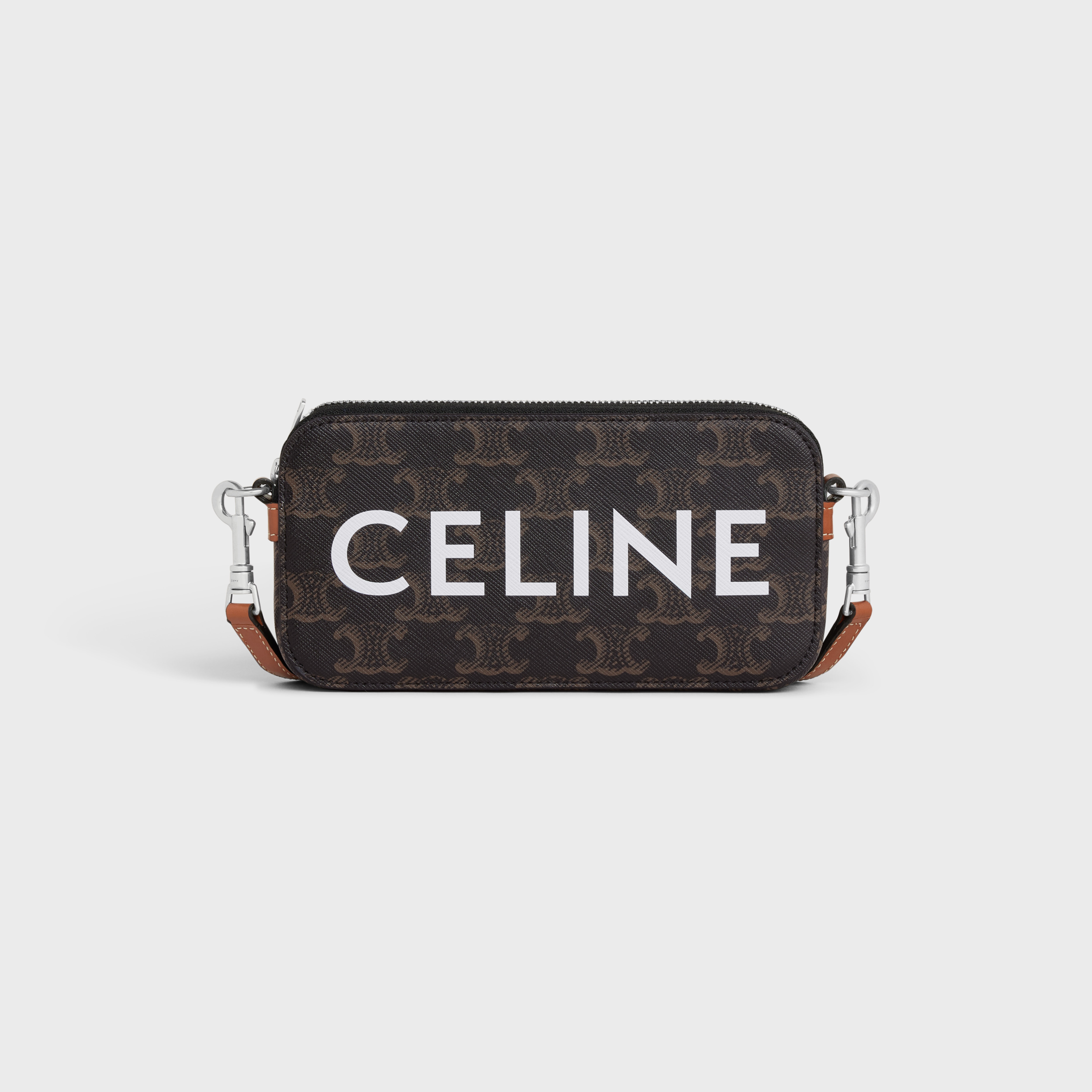 Horizontal pouch in Triomphe canvas with celine print - 1