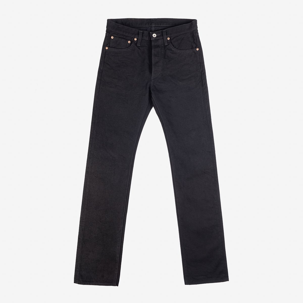 IH-666S-142bb 14oz Selvedge Denim Slim Straight Cut Jeans - Black/Black - 1