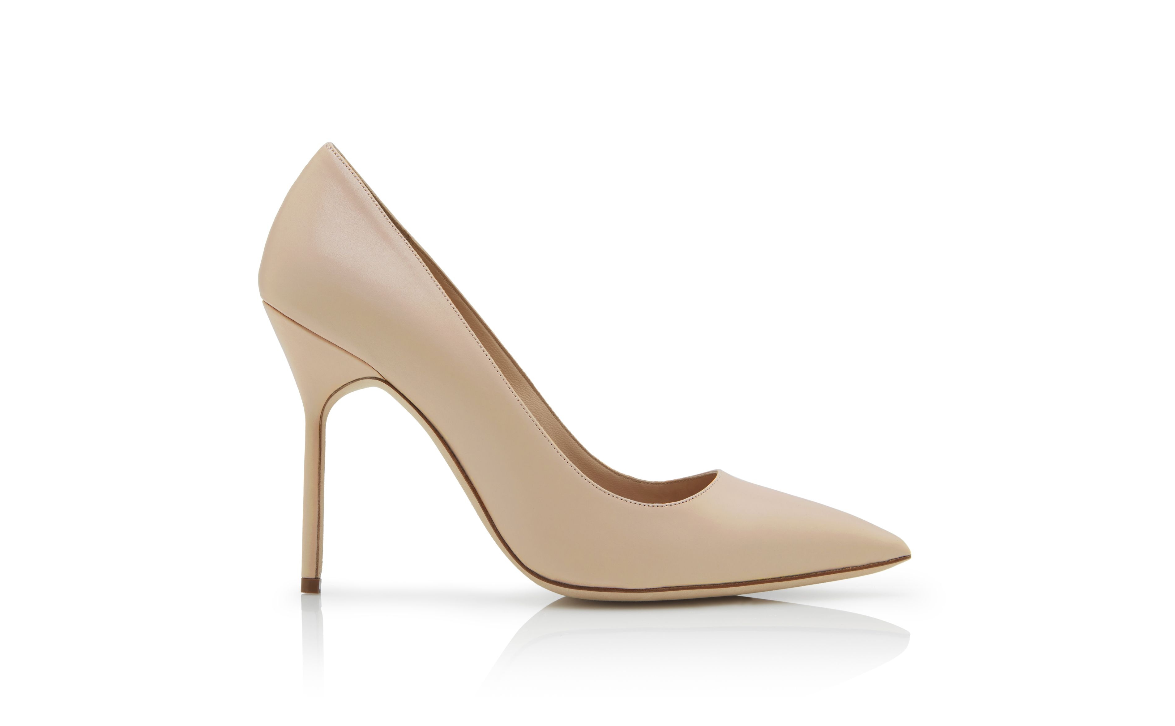 Taupe Calf Leather Pointed Toe Pumps - 1