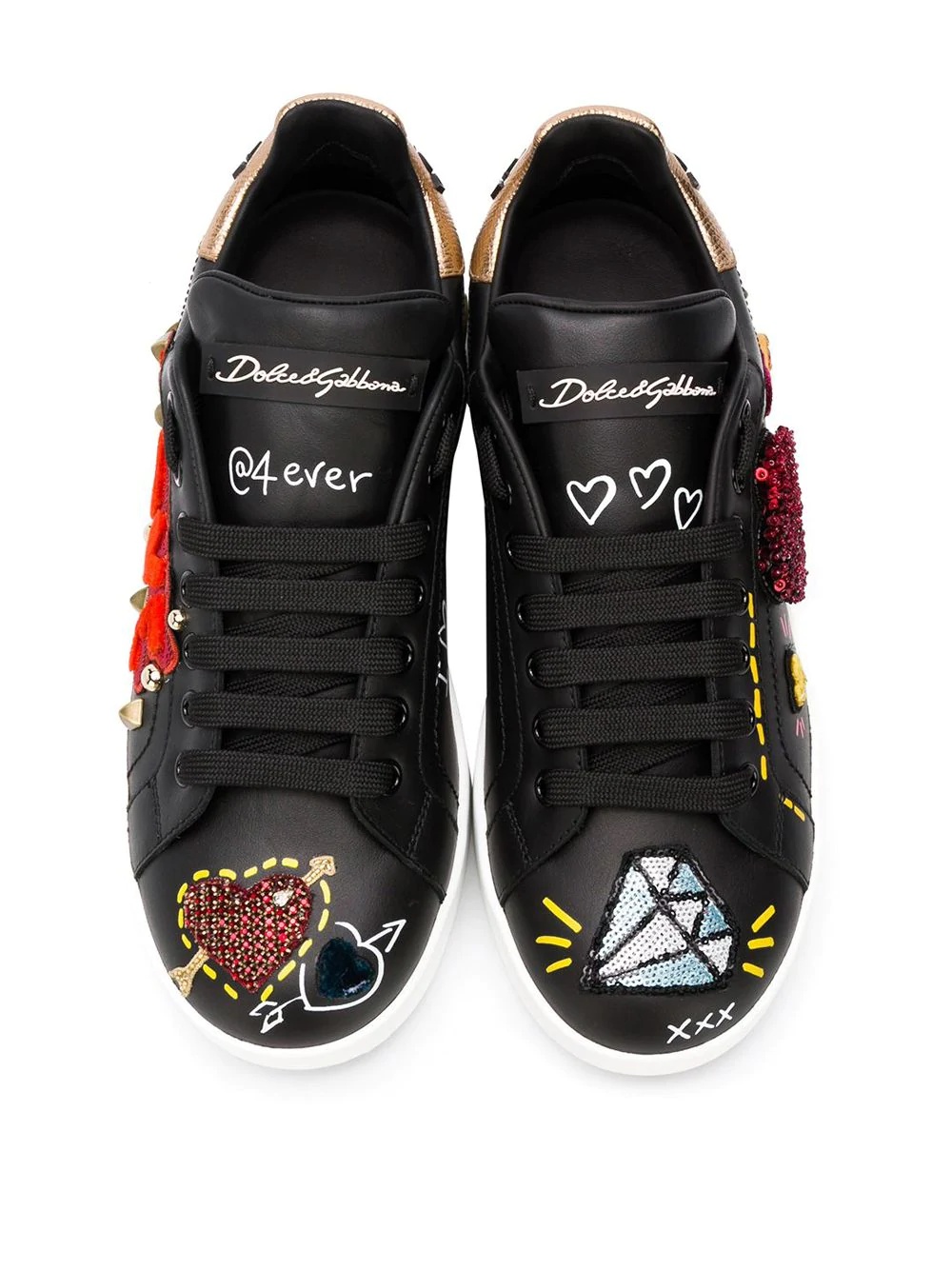 appliqué low top sneakers - 4