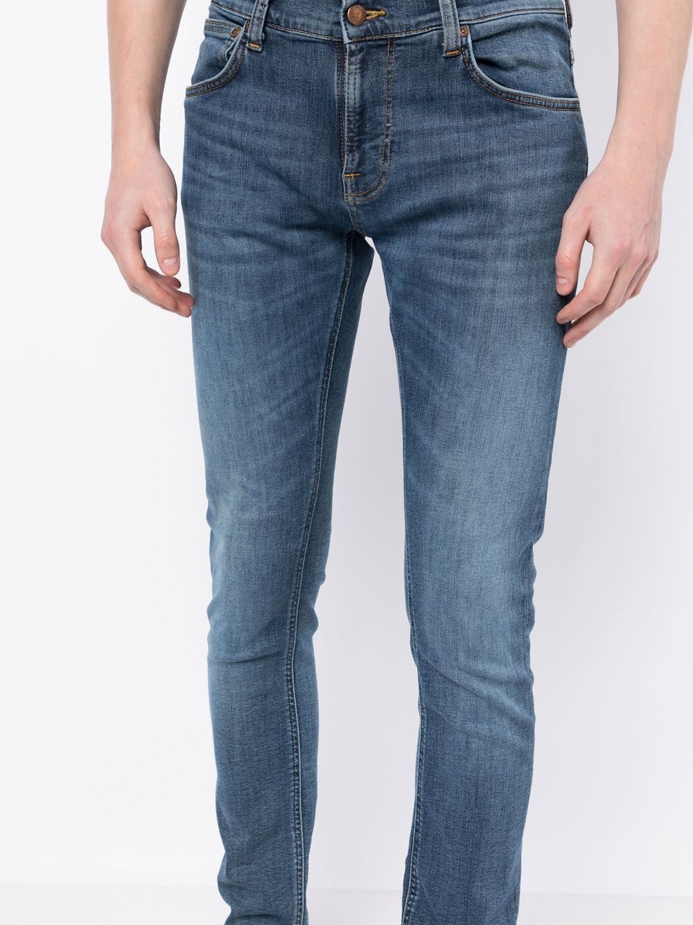 mid-wash skinny jeans - 5